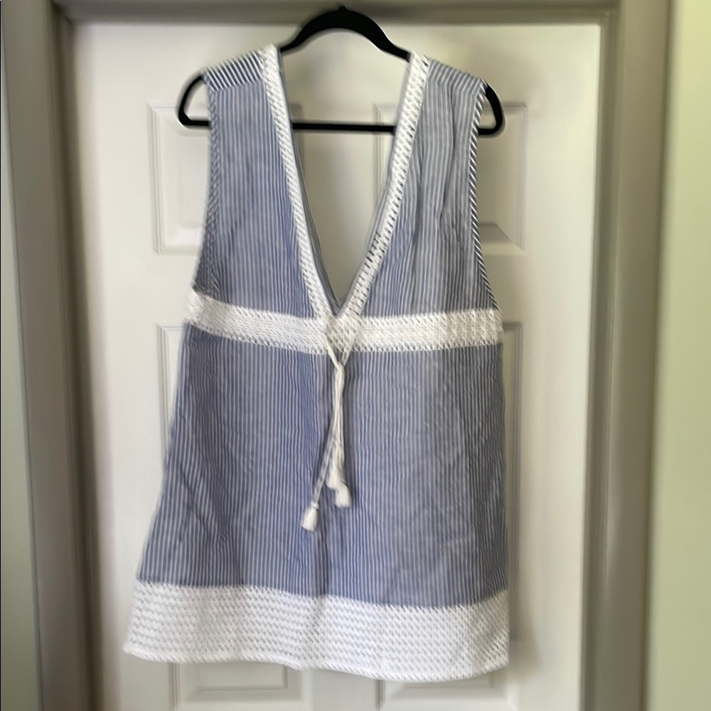 J. Crew Blue and White Striped Swim Coverup